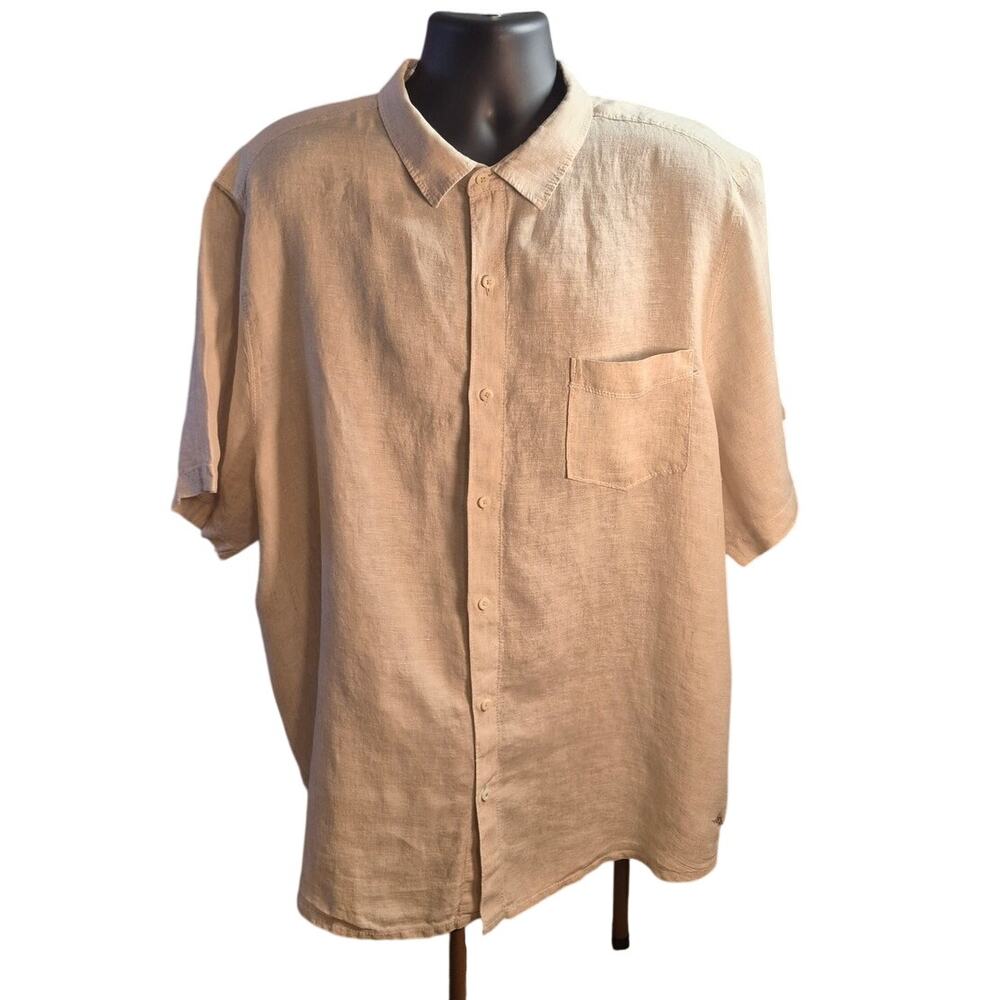 Tommy Bahama Mens Linen Button Down Short Sleeve Shirt Size XXL